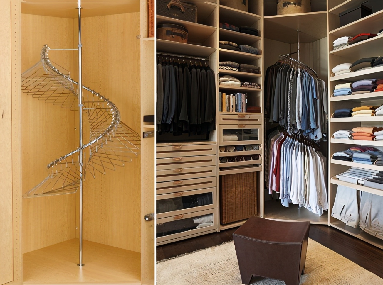 别再费劲打很多柜子了，把收纳做成\转\的，储物量可翻一番！