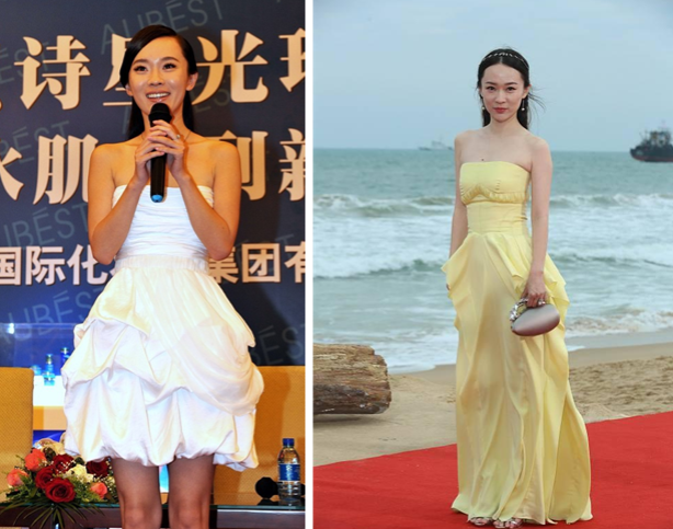 霍思燕|12年前和12年后的霍思燕差别不大，穿抹胸依旧清纯，连身材都没变