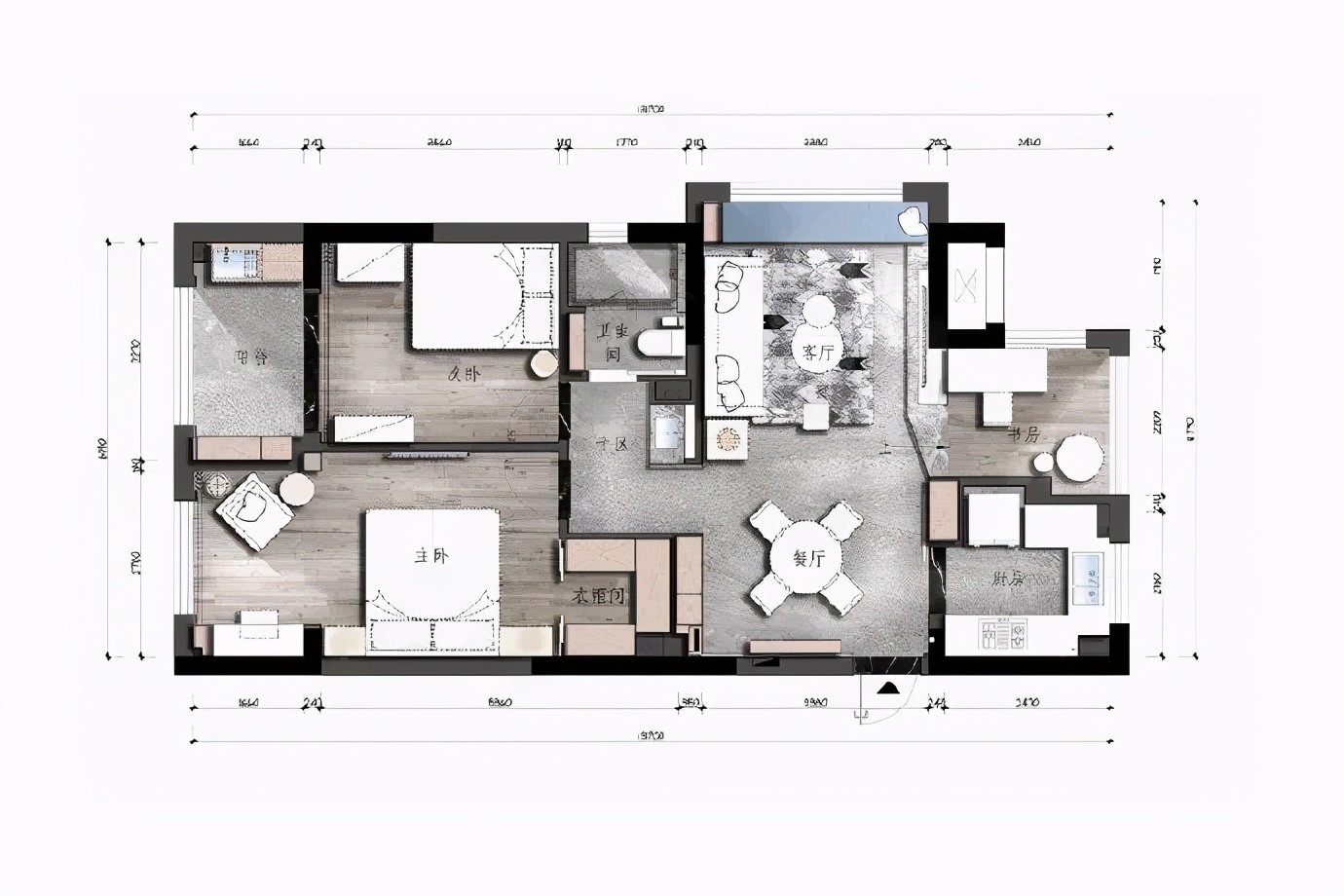 105平米的新房完工，现代风格的设计时尚大气，阳台变书房很实用