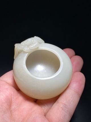 和田玉籽料|清 和田玉籽料 白玉 河蟹洗 螃蟹 水呈 笔洗