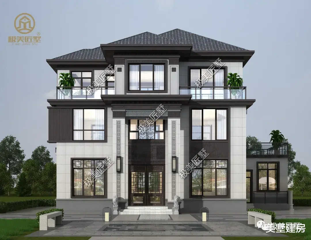 回老家建房，新中式就不错，传统与现代结合，时尚稳重显大气！