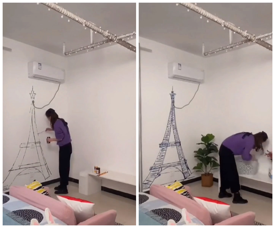 |姑娘亲手改造13㎡单间租屋，将脏乱小屋变温馨，网友：神仙姑娘