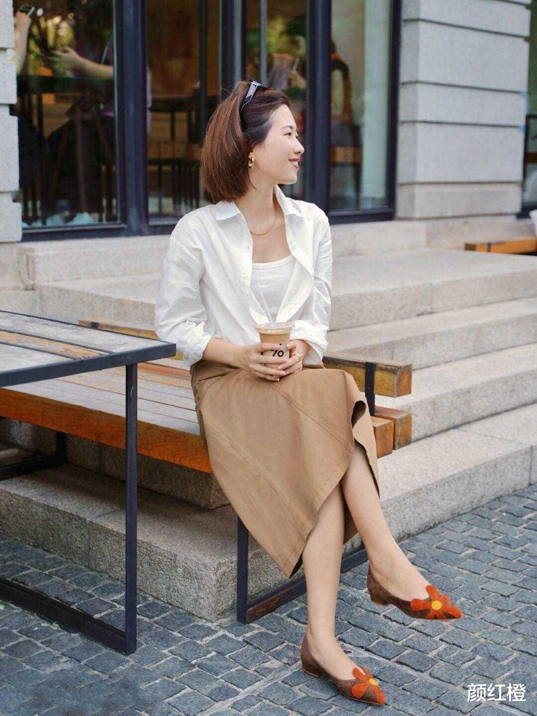 颜红橙|温柔简约的气质穿搭示范，衬衫搭配阔腿裤洒脱干练，优雅大气
