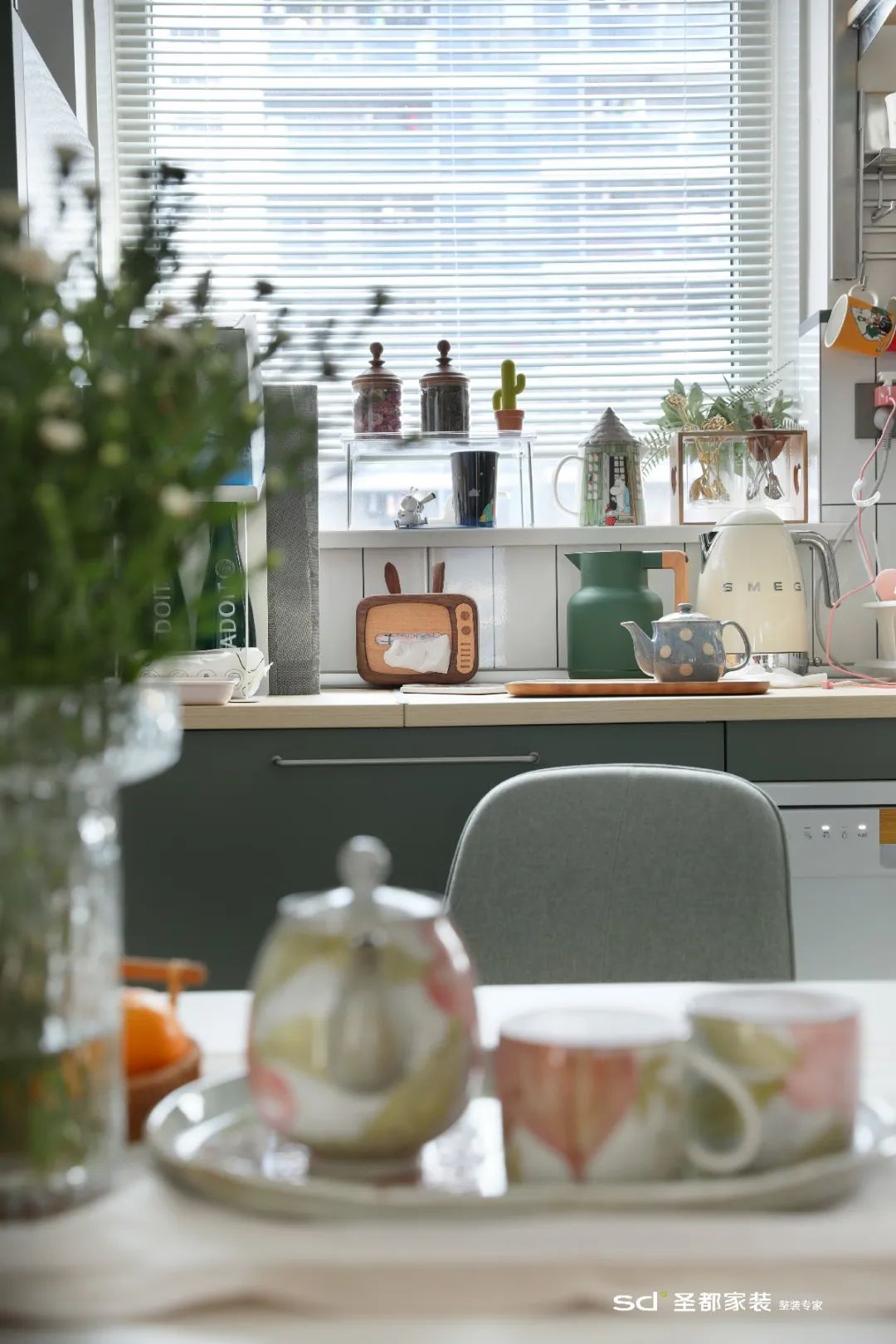 圣都家装123㎡混搭风装修：开放式厨房+衣帽间 舒适度100%