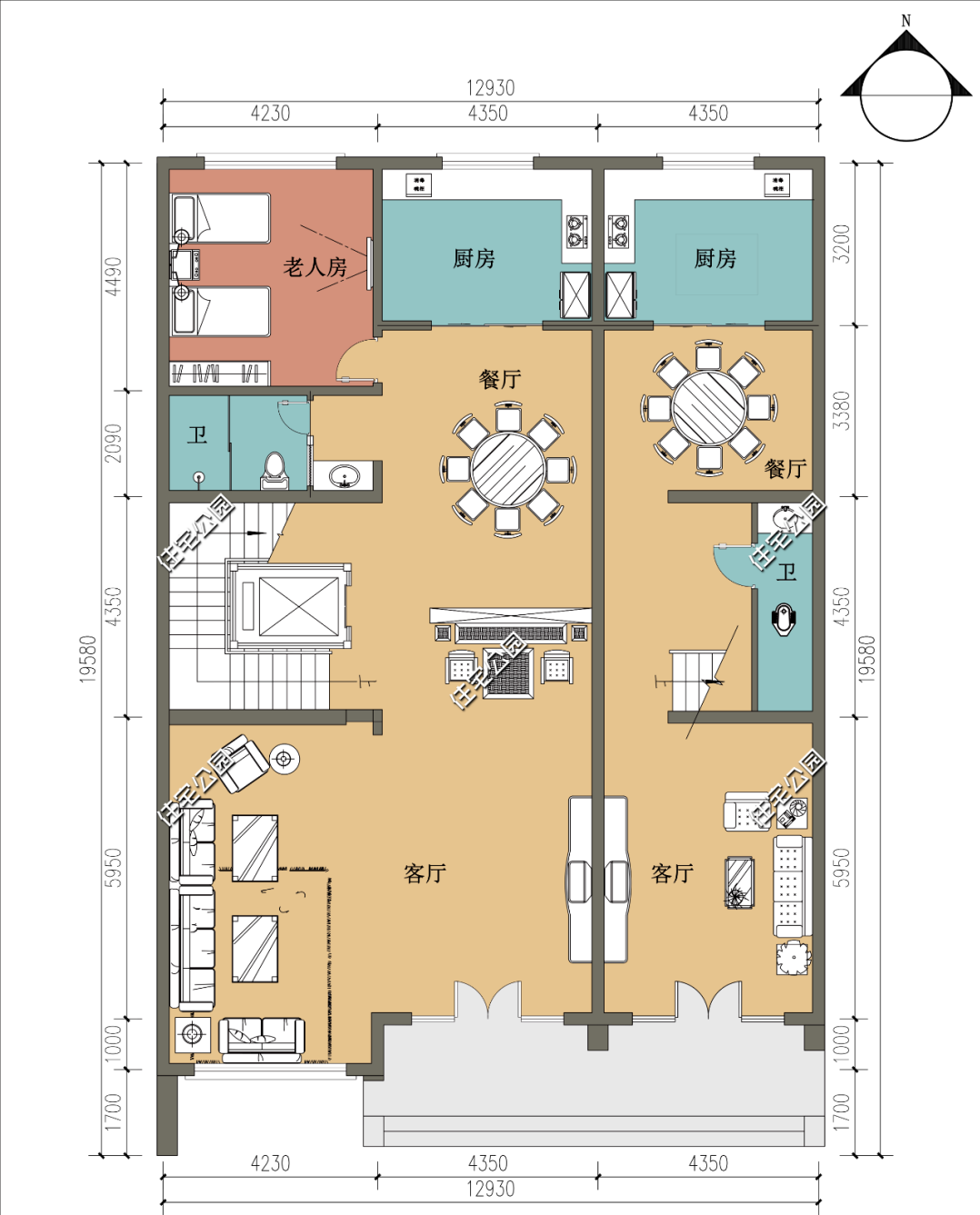 |12×19米四层农村别墅,每层都有厨房客厅,自住、出租都能满足