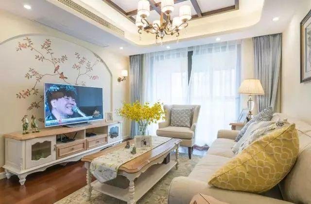 128平美式田园风三居室,色彩迷人,给人一种如沐春风之感