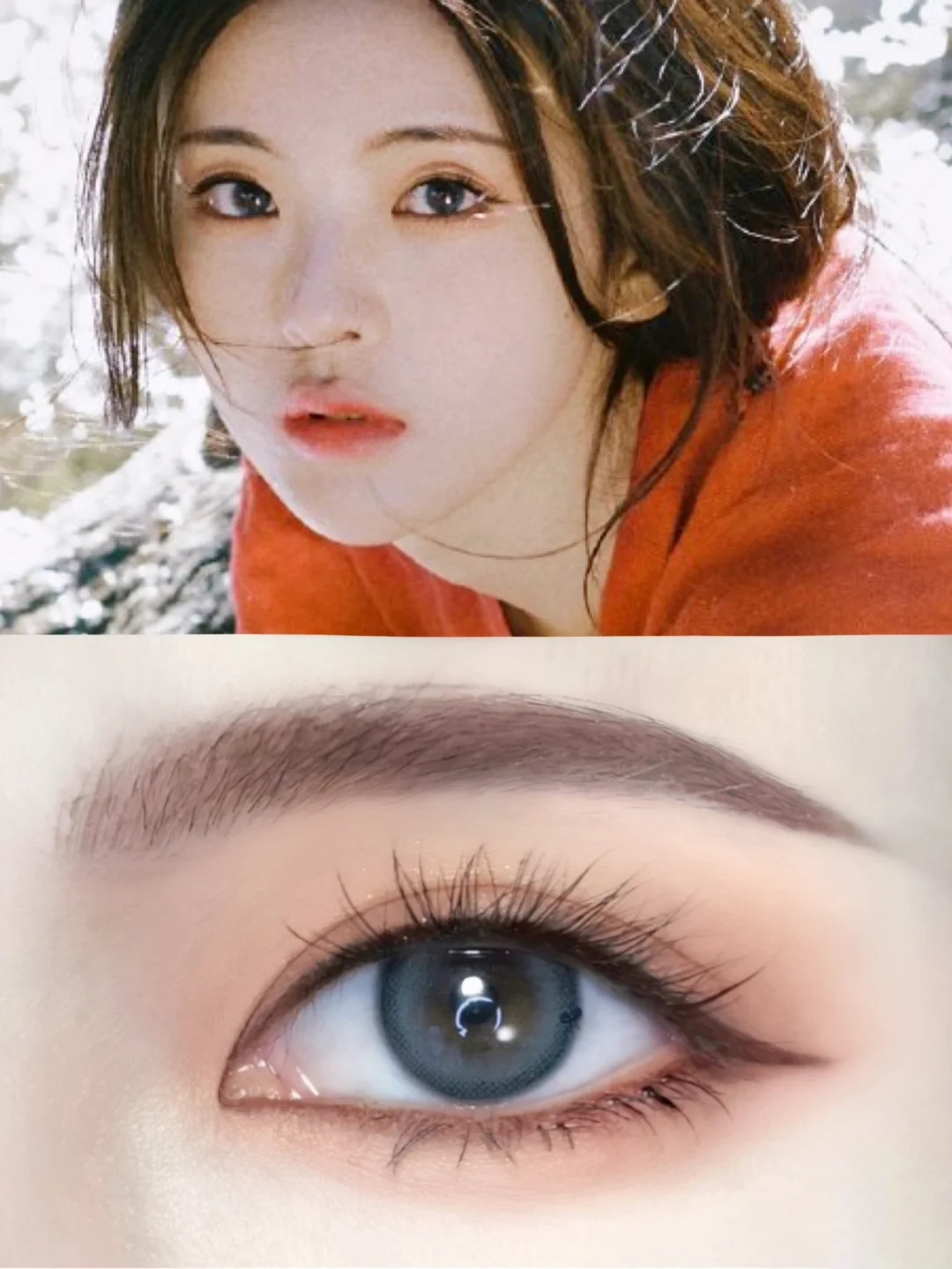 蒋欣 杨超越红衣神明少年眼妆,淡颜灵气小鹿眼~