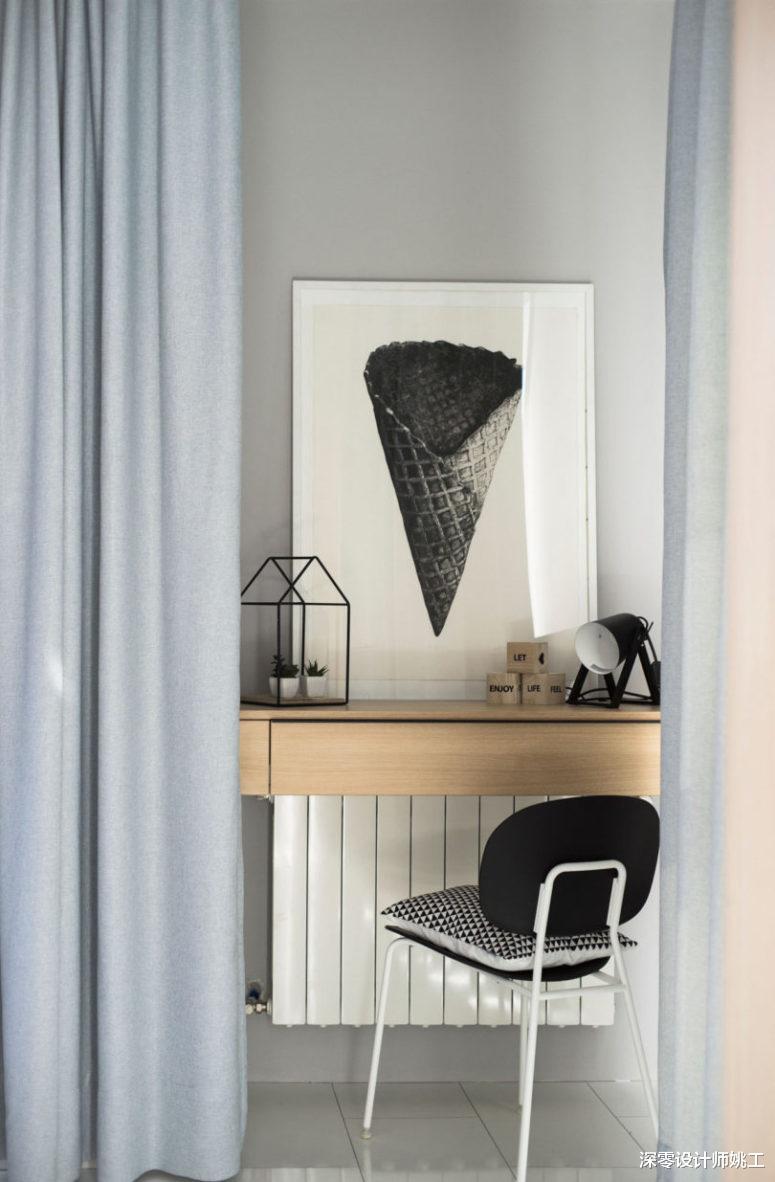 一个人的生活真的很享受，66㎡客厅隔出一间书房，小户型可以看看