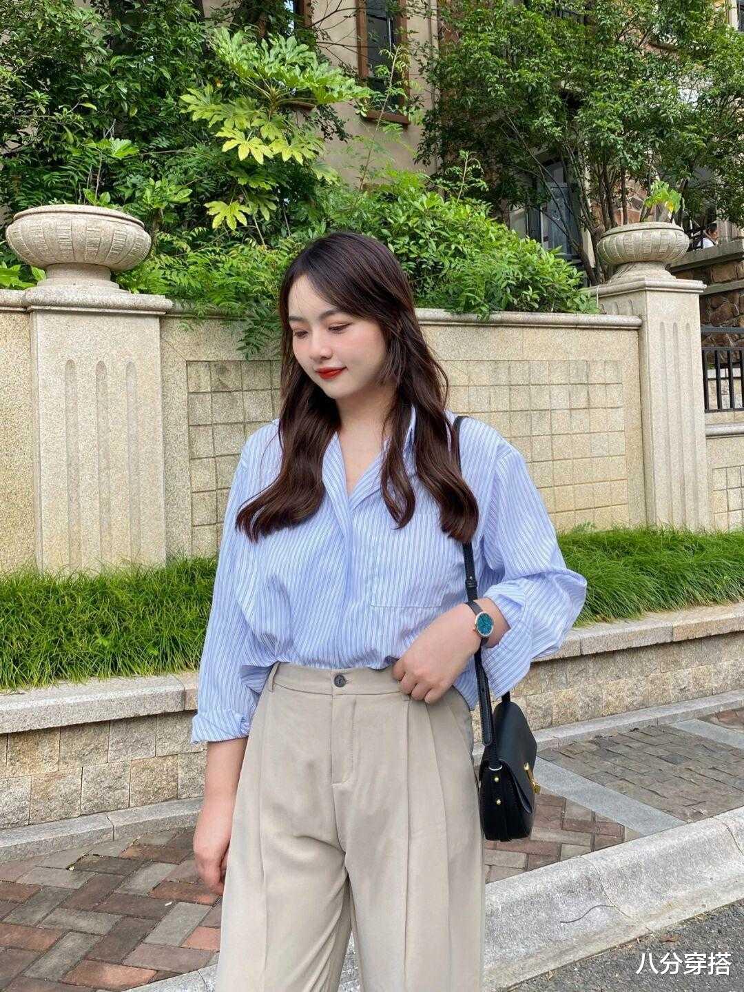 八分穿搭|衬衫的“高级穿搭”长这样，搭配西装裤利落干练，知性优雅