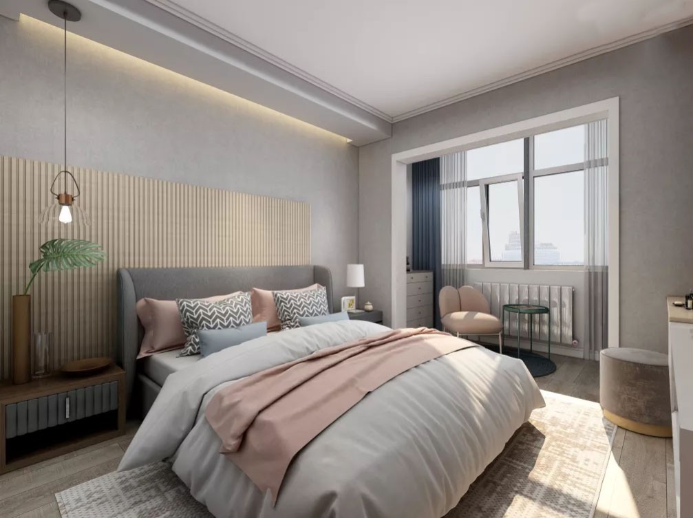 89㎡三房将原本客厅的一半作为主卧？简单实用，颇具年轻气质！