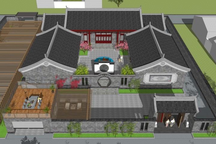 面宽\t27.2米 进深 32.2米 河北唐山王家中式三合院