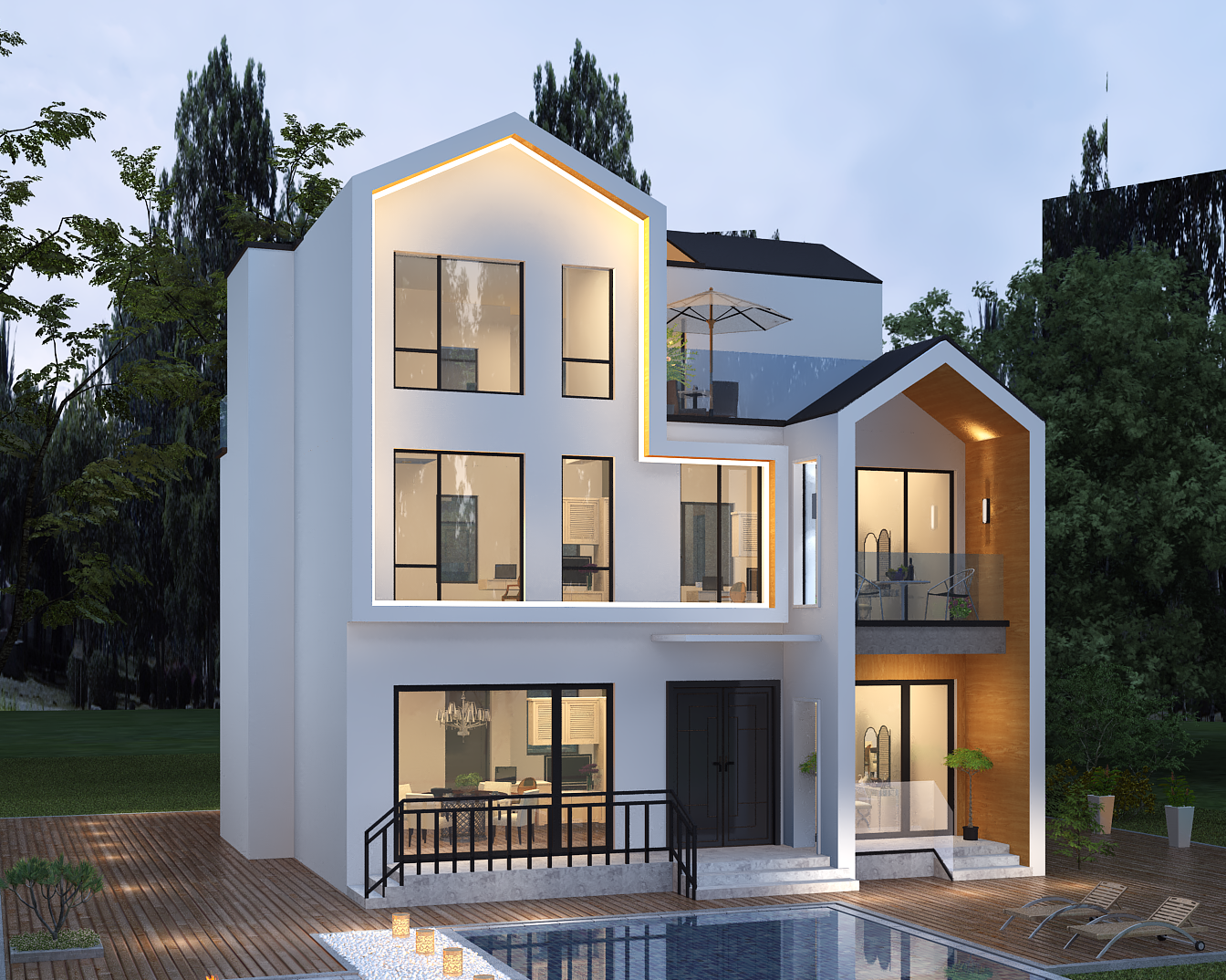 |现代三层设计感别墅，这也太心动了吧