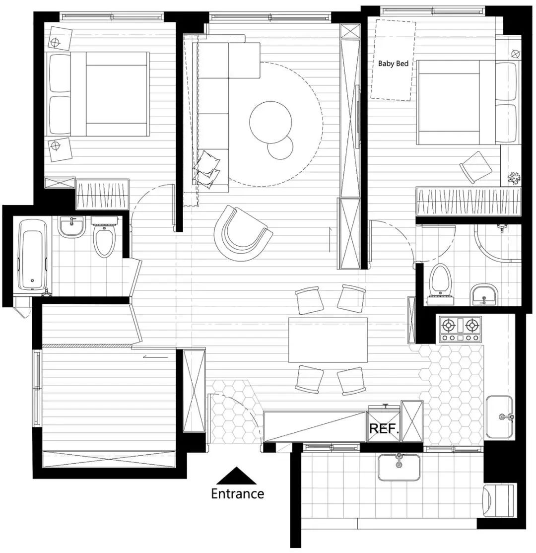|70㎡三口之家，把“孔雀蓝”玩到了极致