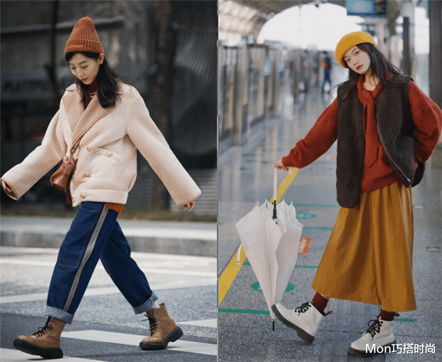 Mon巧搭时尚 大衣过时了！去杭州才发现：满大街的“羊羔毛外套+靴子”，好美