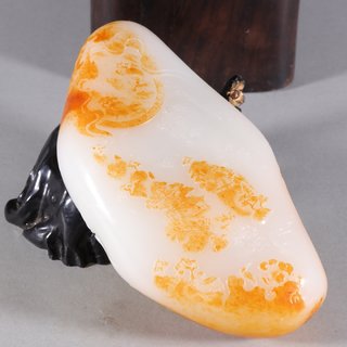 和田玉籽料|和田玉籽料狮子戏球摆件