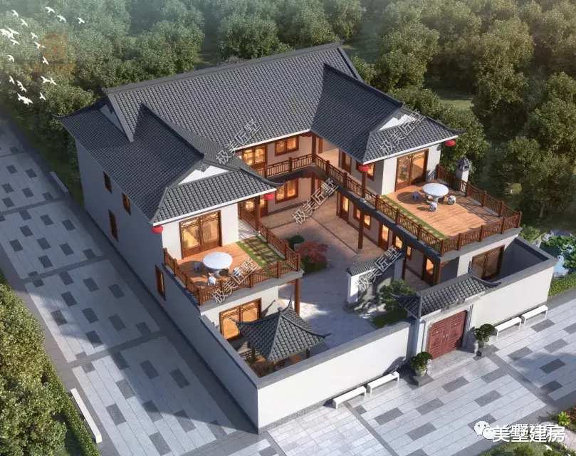 20×22米,绝美中式三合院这么建,太美了