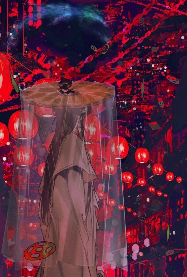 谢怜|《天官赐福》漫画鬼市场景公布,惊悚吓人,谢怜再次女装示人