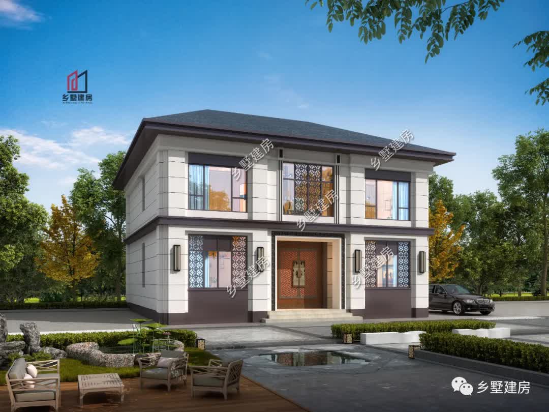 |这样的别墅你见过吗，二层新中式风格，典雅大气有内涵