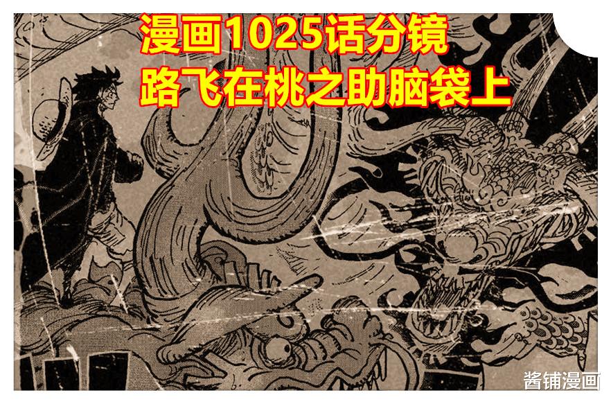 路飞|海贼王1025话，巨龙形态的桃之助撞击鬼岛，与凯多对峙并且块头一样大