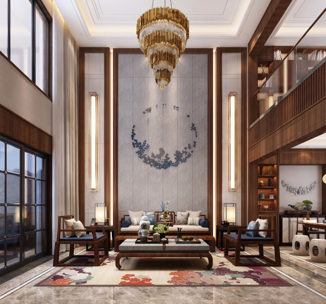 新中式270平复式设计,现代设计理念和中国传统元素并存