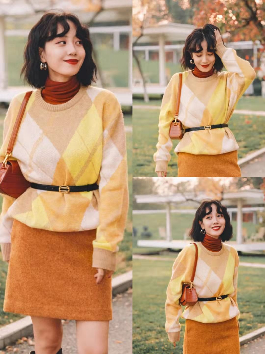 江南小蚂蚁 秋冬穿搭不想再穿黑白灰？何不试试南瓜色，亮眼又显白！