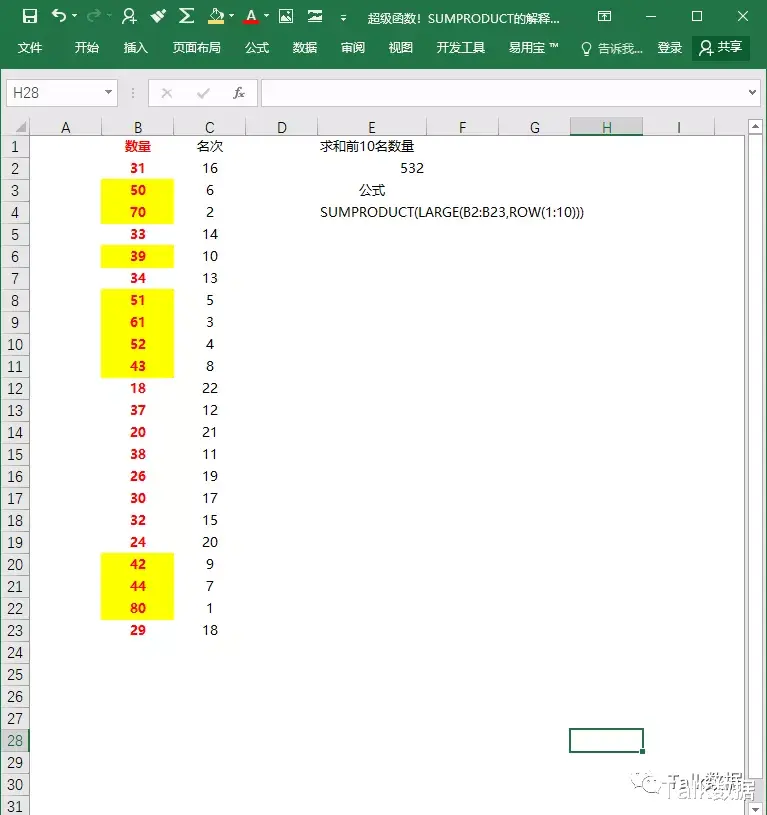 |超级函数！SUMPRODUCT的解释及应用实例