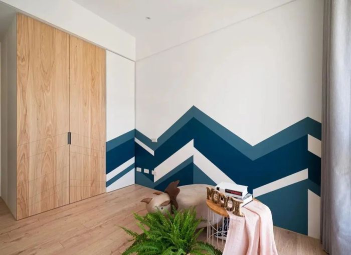 |70㎡三口之家，把“孔雀蓝”玩到了极致