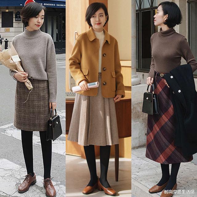 时尚穿搭生活馆 大衣+半裙,毛衣+半裙,羽绒服+半裙,冬天这样穿又美又飒