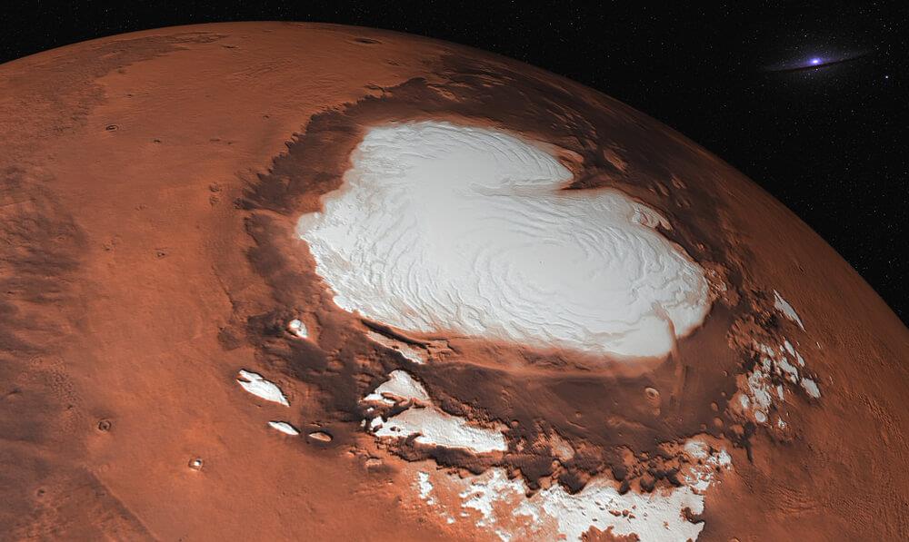 二氧化碳 新研究显示，火星积雪被灰尘覆盖，可能会融化