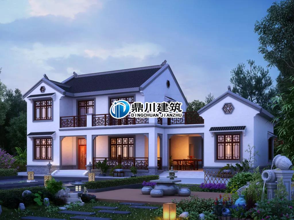 |20×11米,中式二层农村别墅,厨房餐厅独立设计,完美拥有柴火灶