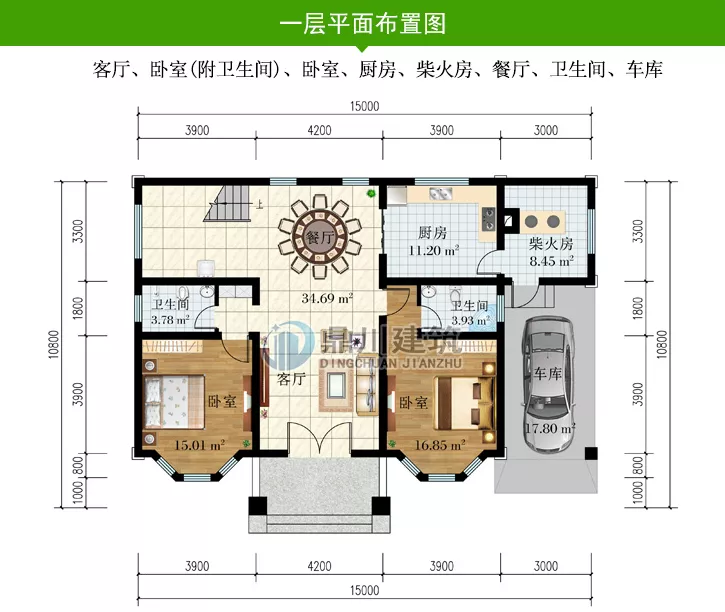淮安|15×10.8米二层农村别墅，车库+柴火灶，28万建好，爸妈超满意