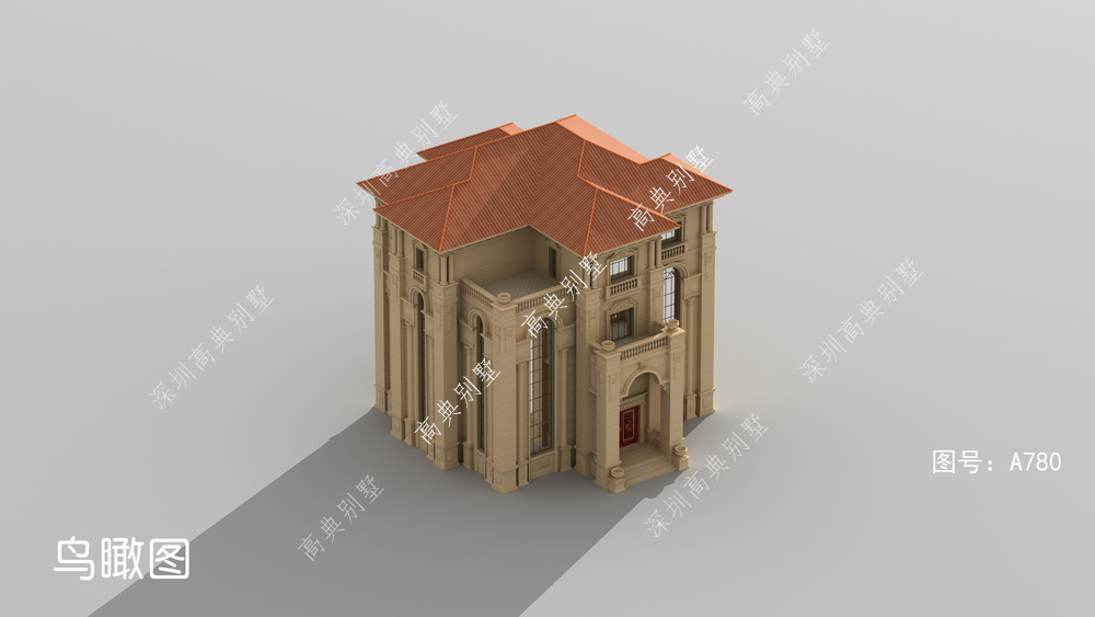 豪华欧式别墅设计,整体造型很是好看,四面开窗,有利于室内通风