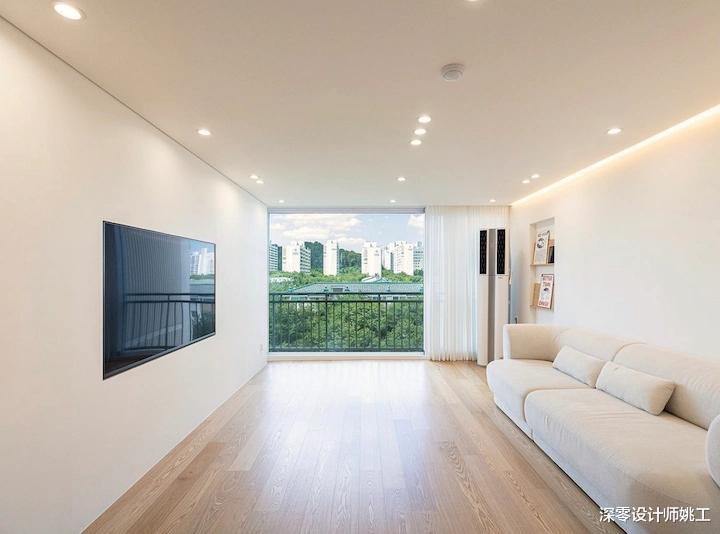 95㎡清爽舒适2居室，整屋天花板内嵌筒灯，360°全方位照明