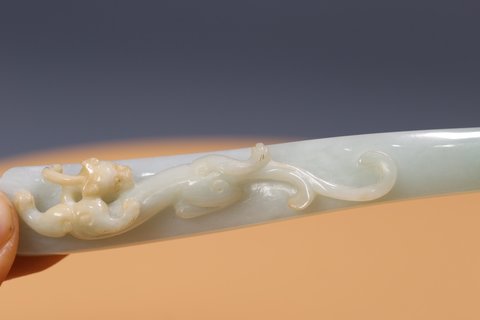 翡翠|清代 老翡翠灵芝如意小摆件