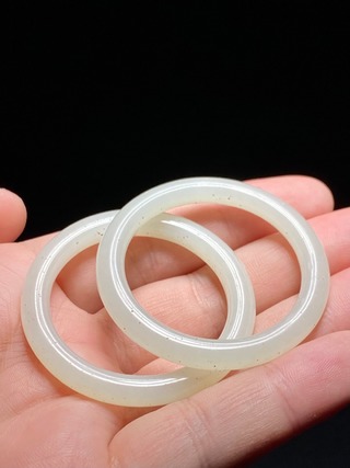 玉环|清 和田玉籽料 白玉 玉环 圆环 一对