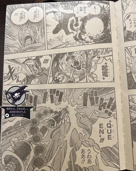 奎因|海贼王1034话全图，奎因也有隐身能力，被山治魔神风脚一脚踢飞