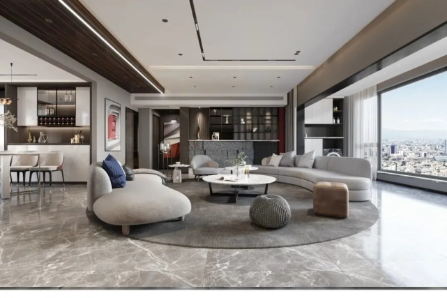 |142平简约风三居室，简约整洁的顶部设计与时尚空间不谋而合