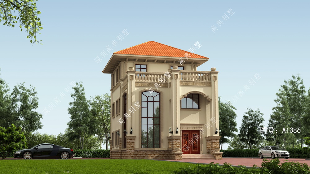 这款欧式别墅，造价贴近百姓，非常适合农村，建栋很高档。