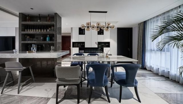 |76平现代简约风二居室，黑白灰色调让空间很显高级