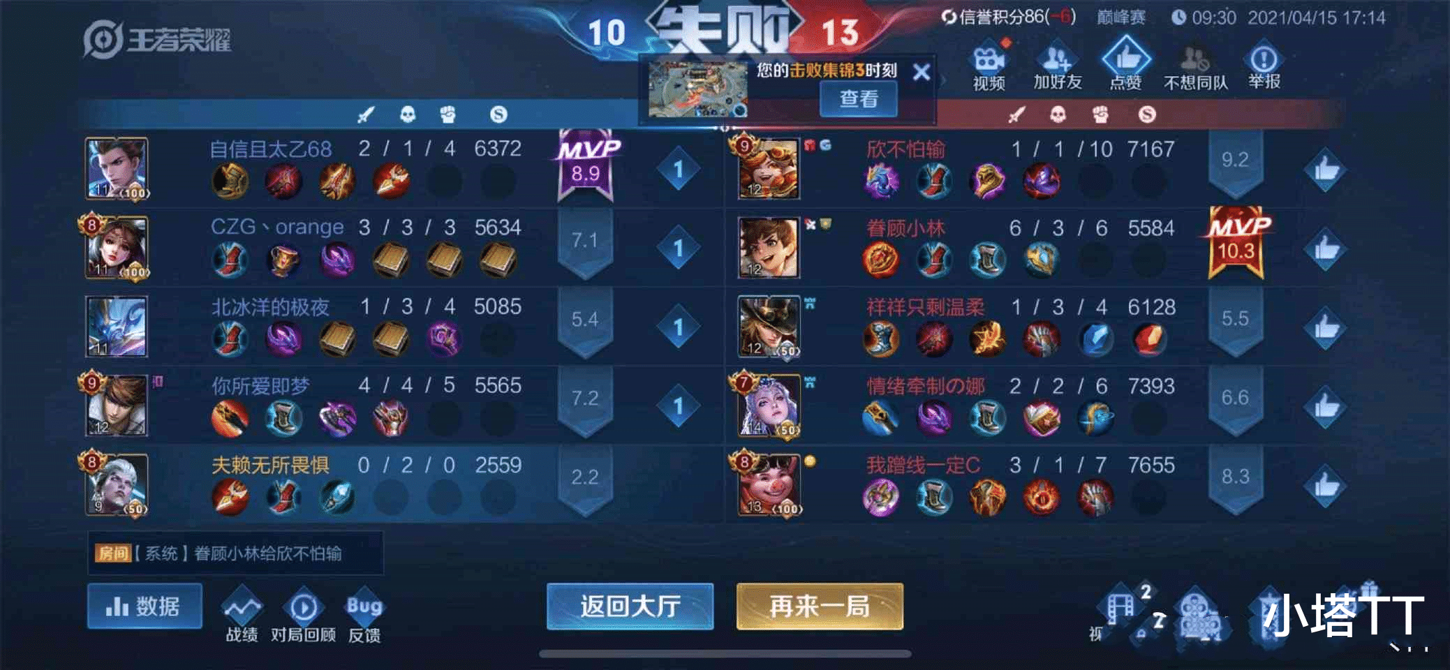 挂机|王者荣耀扣分机制被吐槽, 排位赛整局挂机只扣5分, 1-9都举报不成功!