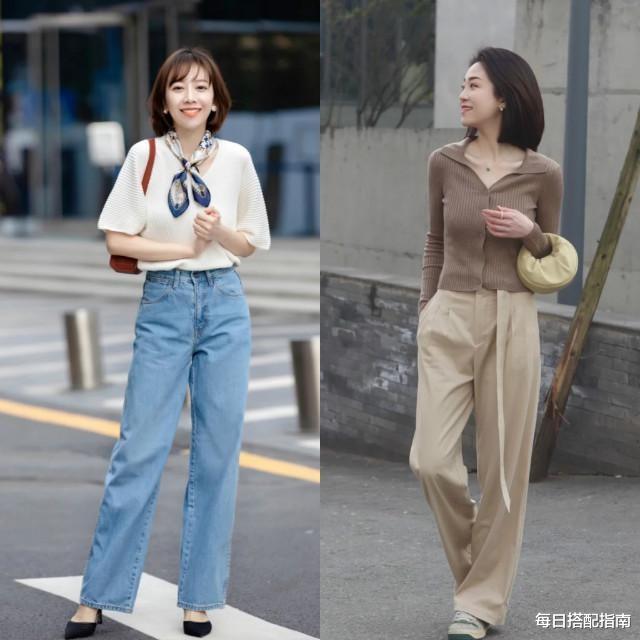 每日搭配指南|显高显瘦的“阔腿裤”，学会这样来搭配上衣，更显气质