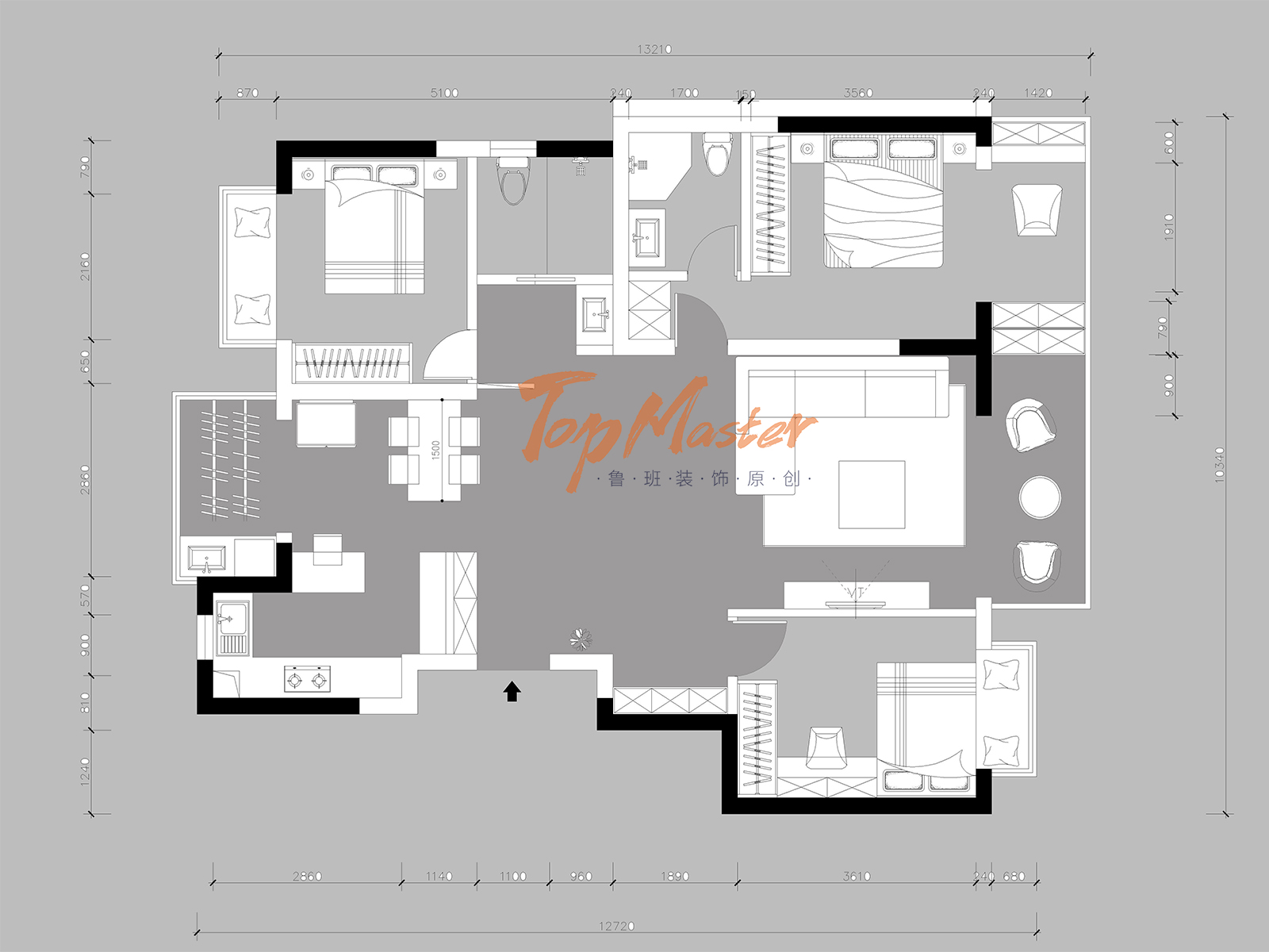 【鲁班装饰】龙熙一号150㎡新中式风格，含蓄端庄