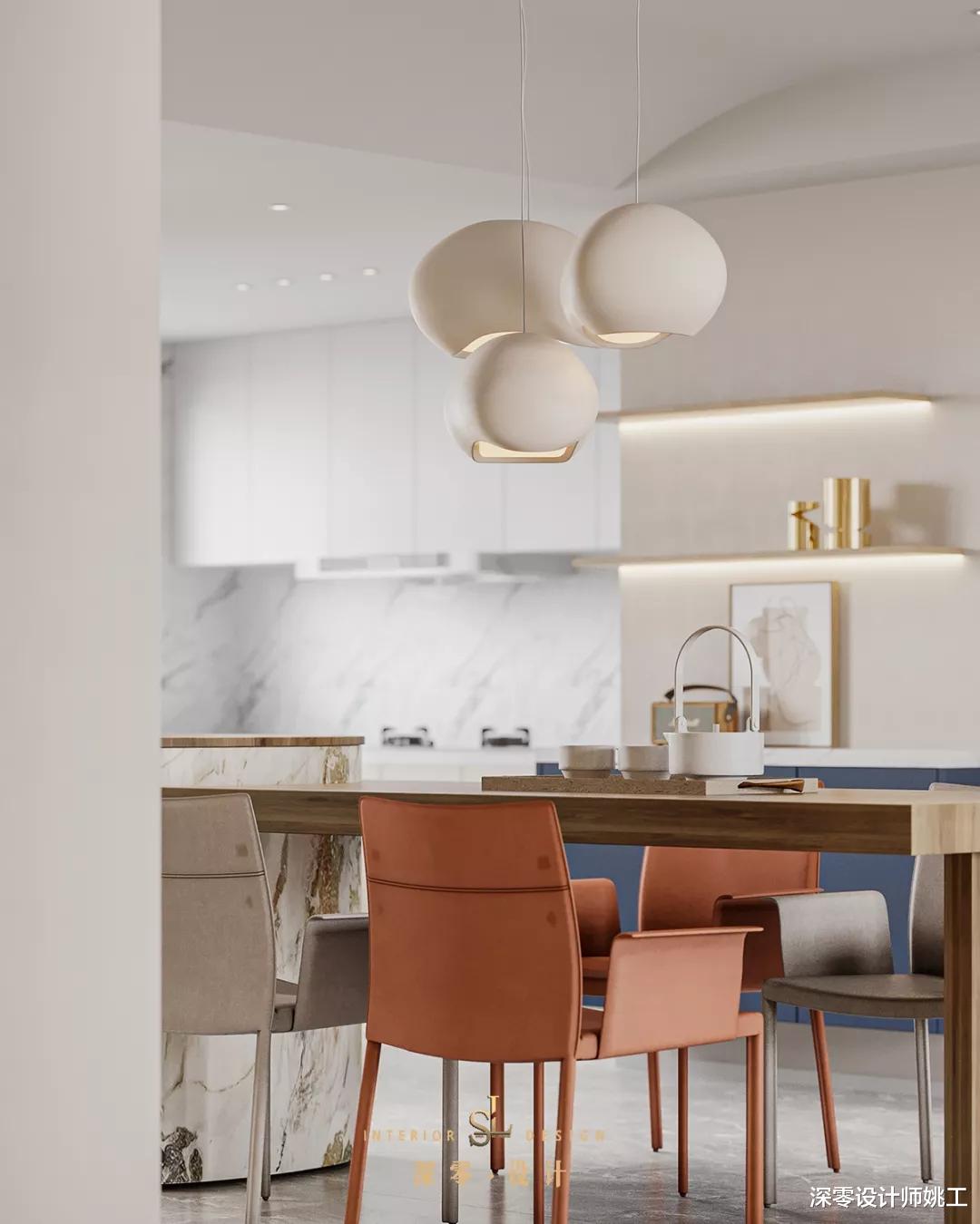 136㎡白墙原木与现代风结合，中西双厨巧妙搭配，颇有一番韵味~