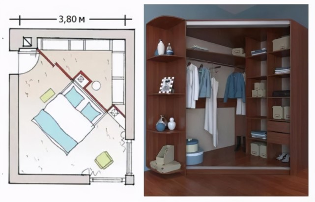 简易设计|床铺斜45度摆放，能多出一个斜角衣帽间，这简直是小户型的福音