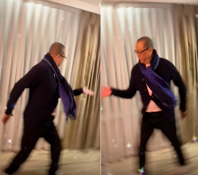 欧阳震华|60岁欧阳震华跳魔性舞蹈!头发稀疏身形壮实,张大嘴巴动作浮夸