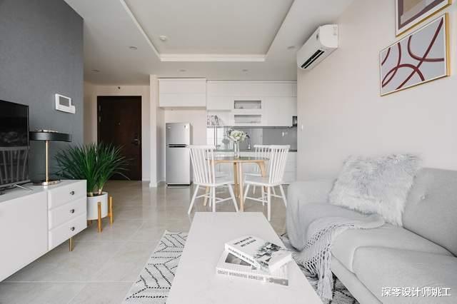 这套64㎡恰好戳中了我的审美,客餐厨设一体化,整个空间格外敞亮