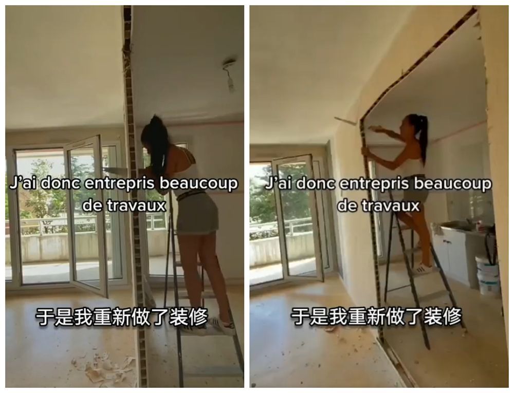 一位小姐姐买下破旧老房，为省钱自己动手装修，网友：太能干了