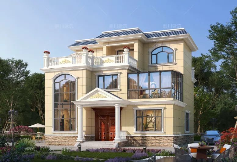 3款平屋顶农村别墅,有阳光房,带凉亭,施工简单