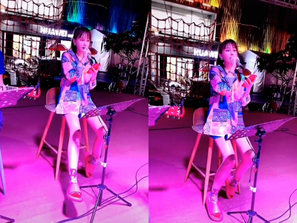 赵本山|赵本山女儿现身街头演唱，一双美腿白到发光，唱功了得引路人尖叫