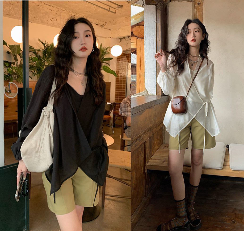 泰安秋子|不一定非要穿大牌！跟美女学穿搭：轻薄衬衫款式，也能穿出轻奢感